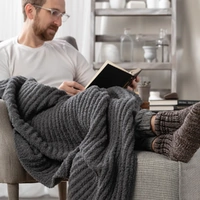 Demdaco Mens Giving Knit Fabric Blanket - Gray