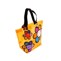 Romero Britto Tote Bag - Orange with Flowers