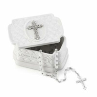 Demdaco Baby - Tender Blessings Bless This Child Keepsake Box with Rosary Beads