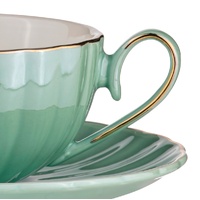 Ashdene Parisienne Pearl - Aquamarine Cup & Saucer Set of 4
