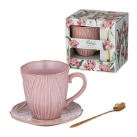 Ashdene Petals - Mug, Saucer & Spoon Gift Set - Dusty Pink