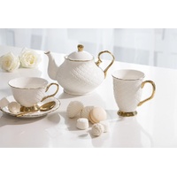 Ashdene Ripple - Teapot & 2 Teacup Set - White