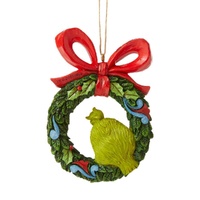 Dr Seuss The Grinch by Jim Shore - Grinch Peeking Through Wreath Hanging Ornament