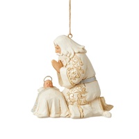 Jim Shore Heartwood Creek Holiday Lustre - Santa Kneeling Over Baby Jesus Hanging Ornament