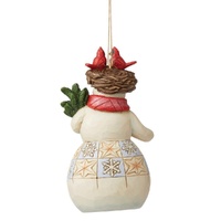Jim Shore Heartwood Creek - Snowman With Cardinal Nest Hanging Ornament