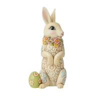 Jim Shore Heartwood Creek Easter - Easter Bunny With Floral Wreath