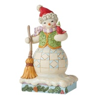Jim Shore Heartwood Creek - Snowman with Cardinal & Broom