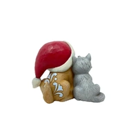 Jim Shore Heartwood Creek - Kitten with Puppy in Santa Hat