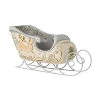 Jim Shore Heartwood Creek White Woodland - Centrepiece Sleigh with Deer Scene