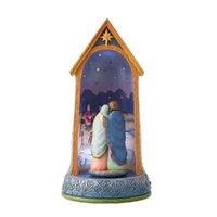 Jim Shore Heartwood Creek - LED Rotating Holy Family in Stable 28cm