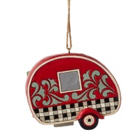 Jim Shore Heartwood Creek Highland Glen - Santa in Plaid Camper Hanging Ornament