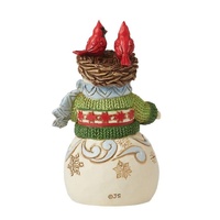 Jim Shore Heartwood Creek - Mini Snowman with Nest on Head