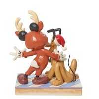 UNBOXED - Jim Shore Disney Traditions - Mickey & Pluto Festive Friends Christmas Figurine