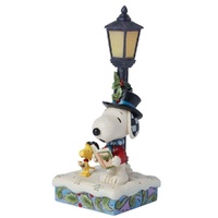 Peanuts by Jim Shore - Snoopy & Woodstock Carolling Lamp Post Light Up Scene