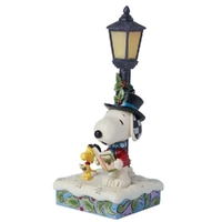 Peanuts by Jim Shore - Snoopy & Woodstock Carolling Lamp Post Light Up Scene