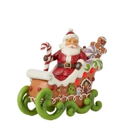 Jim Shore Heartwood Creek Gingerbread Christmas - Santa in LED Gingerbread Sleigh