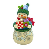 Jim Shore Heartwood Creek Hallmark Gold Crown - Snowman with Arms Full of Gifts