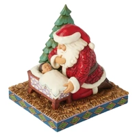 Jim Shore Heartwood Creek - Santa Kneeling Over Baby Jesus
