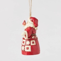Jim Shore Heartwood Creek Nordic Noel - Santa with Cardinal Hanging Ornament