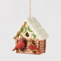 Jim Shore Heartwood Creek Christmas At The Lodge - Log Cabin Birdhouse Hanging Ornament