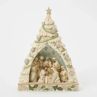 Jim Shore Heartwood Creek White Woodland - LED Tree Nativity Diorama 28cm