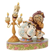 Jim Shore Disney Traditions - Beauty & the Beast - Lumiere, Mrs. Potts, Chip & Cogsworth - The Heart of the Castle