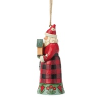Jim Shore Heartwood Creek Highland Glen - Santa with Cardinal Hanging Ornament