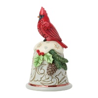 Jim Shore Heartwood Creek - Cardinal Perched on Bell Pint Sized Figurine