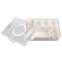 Alfresco Lane 7 Compartment Rectangular Grazing Box with Carry Handles & Food Picks - Cream