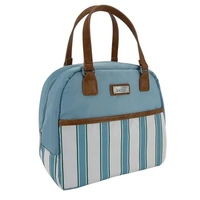 Sachi Insulated Cali Lunch Bag - Hazy Blue Stripes