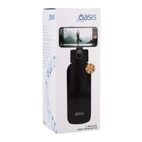Oasis Moda Mag-Grip Triple Wall Insulated Water Bottle - 1L Black
