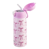 Oasis Double Wall Insulated Sipper Straw Kid's Drink Bottle - 550ml Bows & Hearts
