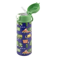 Oasis Double Wall Insulated Sipper Straw Kid's Drink Bottle - 550ml Garbage Trucks