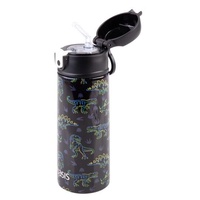 Oasis Double Wall Insulated Sipper Straw Kid's Drink Bottle - 550ml Neon Dinosaurs