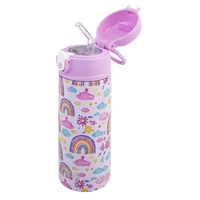 Oasis Double Wall Insulated Sipper Straw Kid's Drink Bottle - 550ml Rainbow Sky