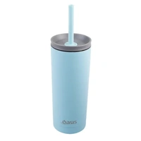 Oasis Super Sipper Double Wall Insulated Tumbler with Silicone Head Straw - 600ml Island Blue