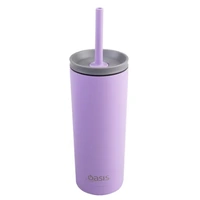 Oasis Super Sipper Double Wall Insulated Tumbler with Silicone Head Straw - 600ml Lavender