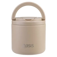 Oasis Double Wall Insulated Quick Release Lid & Spork Food Flask - 500ml Latte