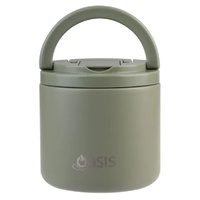 Oasis Double Wall Insulated Quick Release Lid & Spork Food Flask - 500ml Olive Green