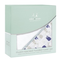 aden & anais Muslin Backed Hooded Towel Set - High Seas