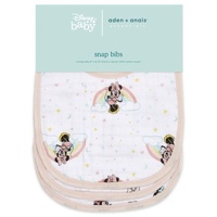 aden & anais Essentials Disney Snap Bibs 3 Pack - Minnie Rainbows