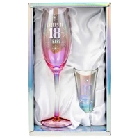 Holographic Champagne & Shot Glass Set - 18th