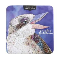 Banksia Red Lemon Myrtle Butter Finger Biscuit Tin - Animals of Australia Laughing Kookaburra