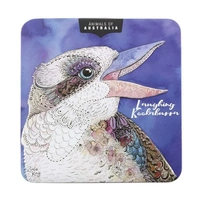 Banksia Red Lemon Myrtle Butter Finger Biscuit Tin - Animals of Australia Laughing Kookaburra