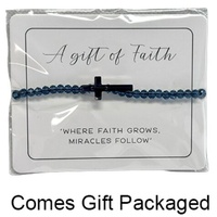 GC Gifts by Gatto - Black Crystal Beads & Cross Bracelet