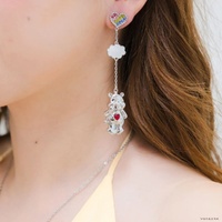 Couture Kingdom - Care Bears - Tenderheart Bear Drop Earrings Silver