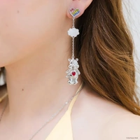 Couture Kingdom - Care Bears - Tenderheart Bear Drop Earrings Silver