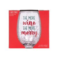 Splosh Christmas Stemless Glass - The More Wine The More Merrier