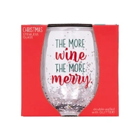 Splosh Christmas Stemless Glass - The More Wine The More Merrier
