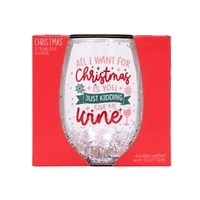 Splosh Christmas Stemless Glass - Just Kidding Give Me Wine